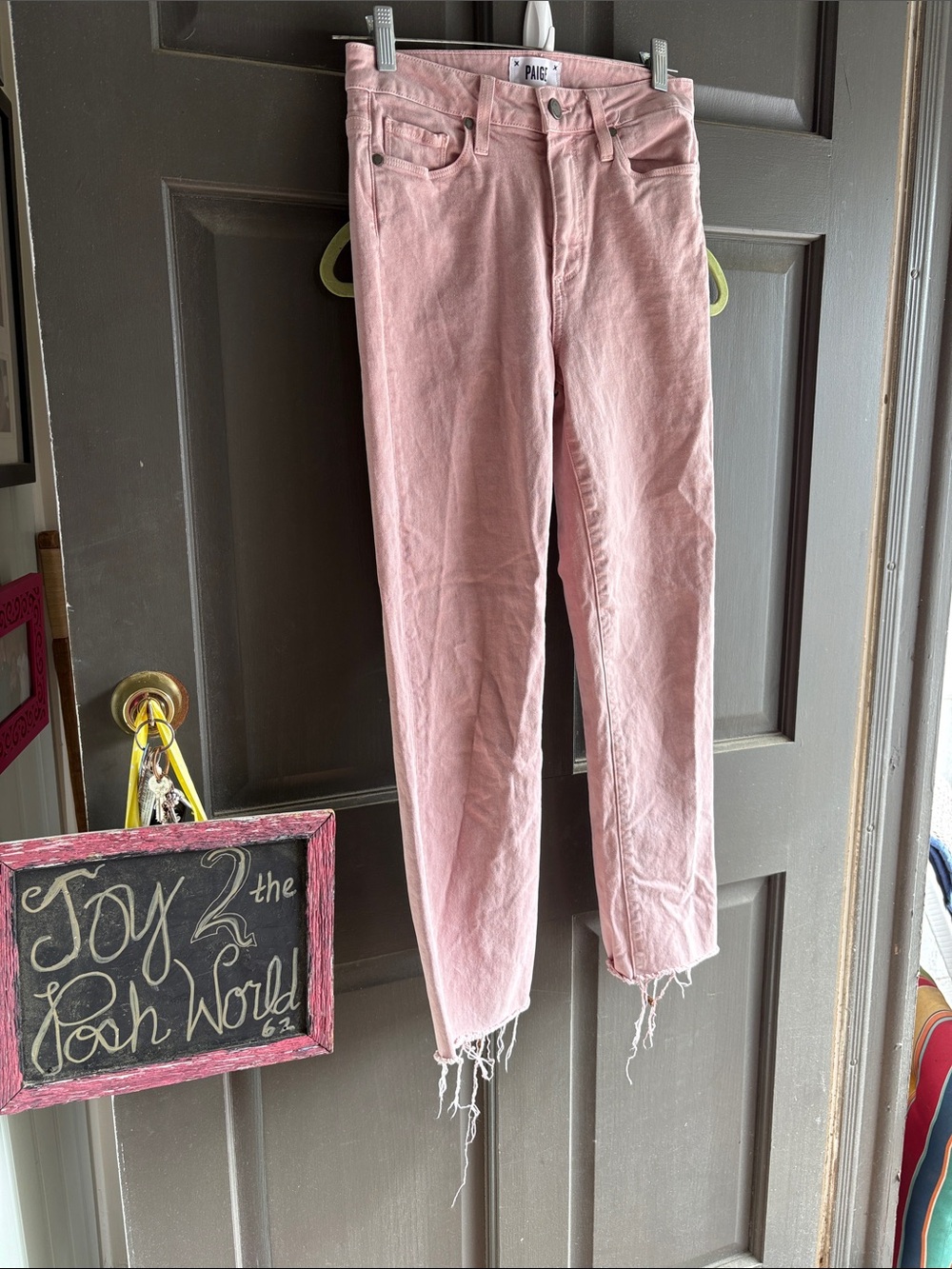 PAIGE Dusty Pink Cropped High-Rise Slim Jeans